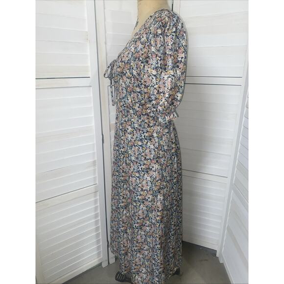 Beyond The Radar Women's Floral Print Split Leg Midi Pencil Dress Lined Large - Picture 8 of 11